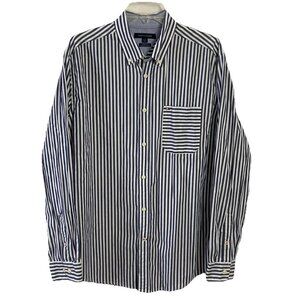 Tommy Hilfiger Mens Striped Shirt Cotton Classic fit bengal gray